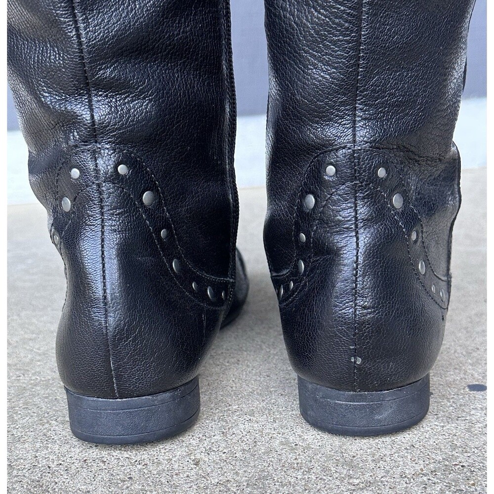 Born Women's Black Leather Tall Riding Boots Studded Trim Side Zip US 10 - Picture 6 of 14